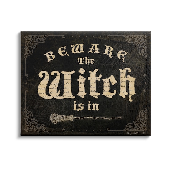 Stupell Industries Beware The Witch Vintage Phrase Canvas Wall Art